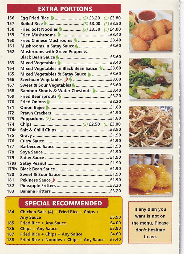 Llanelly Packed Meals menu