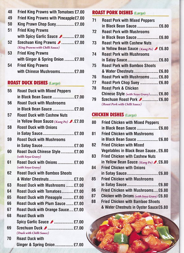 Menu of New Golden Dragon, Chinese Takeaway Llanelli
