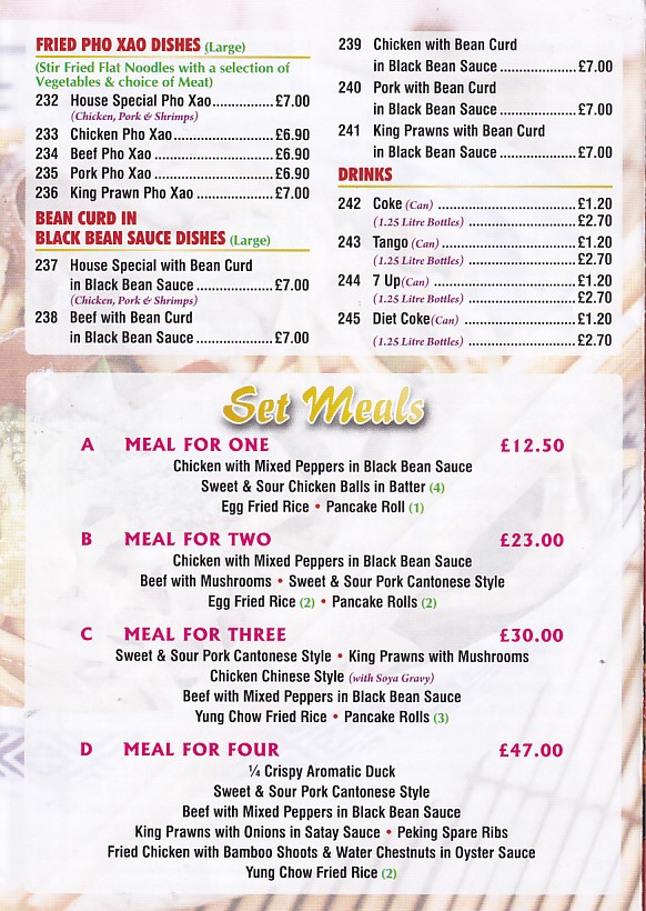 Menu of New Golden Dragon, Chinese Takeaway Llanelli