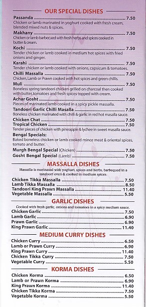 Menu of Shemla Balti Indian Takeaway Burry Port